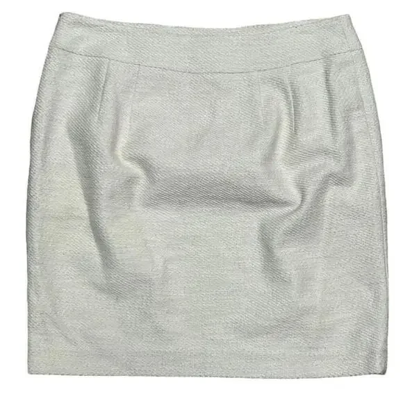 Ann Taylor Women's Ivory Cotton Mini Pencil Zipper Detailed Career Skirt Size 2 - Picture 12 of 12